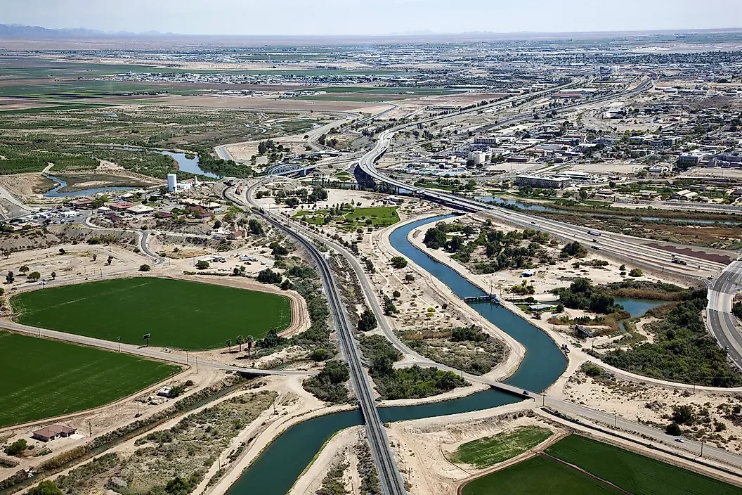 Yuma and the Colorado River valley from the air